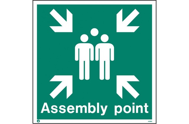 White Fire Assembly Point Sign